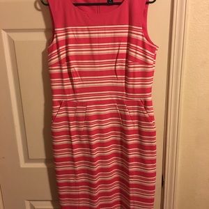 Lands End Pink Striped Sleeveless dress